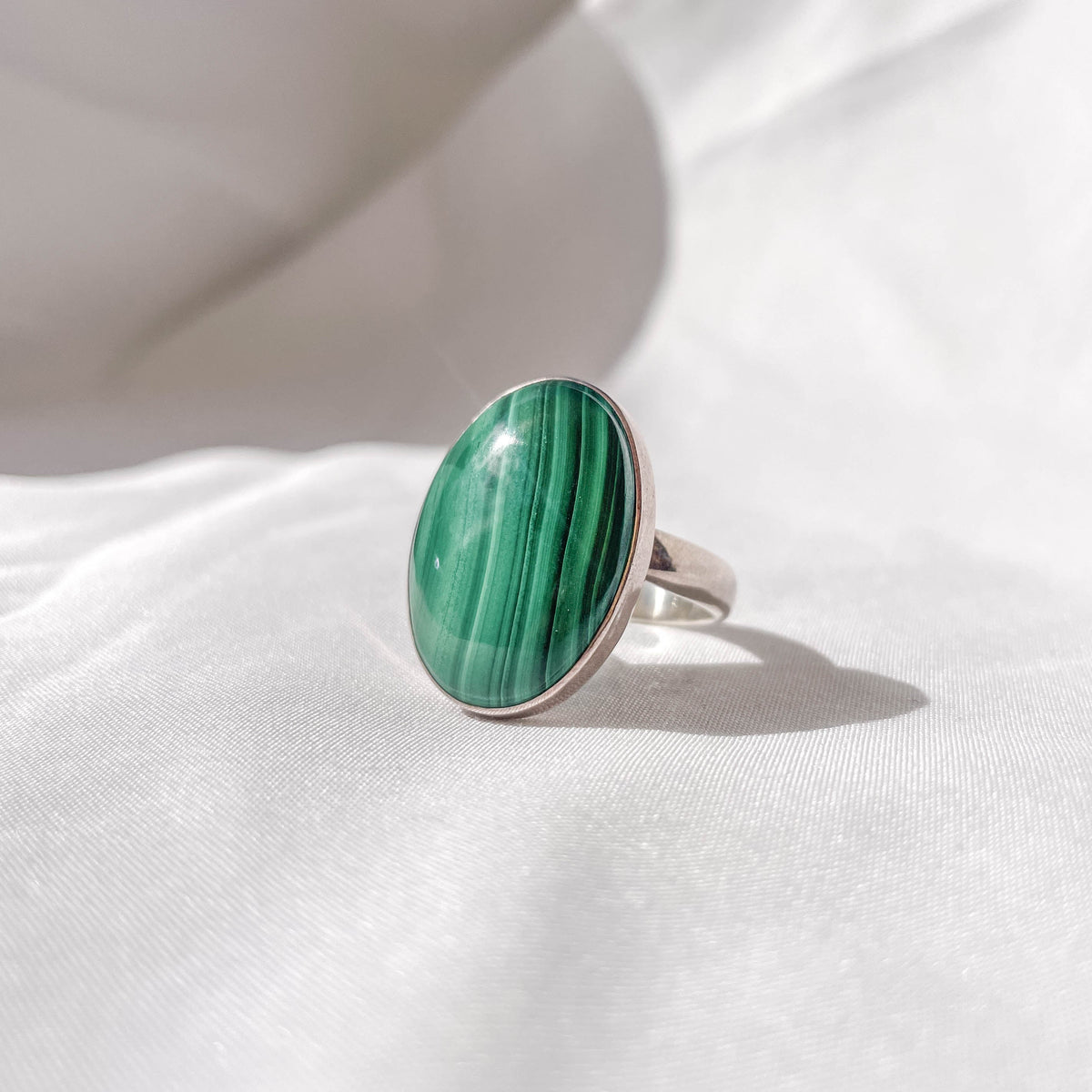 Malachite Polished SS Ring