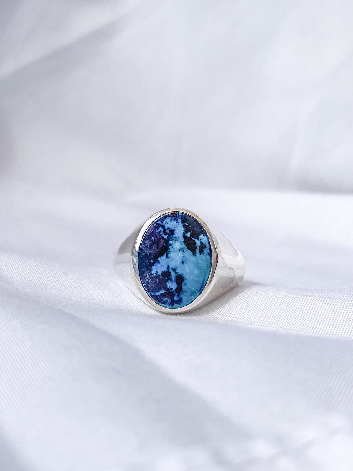 Shattuckite Men's Sterling Silver Ring