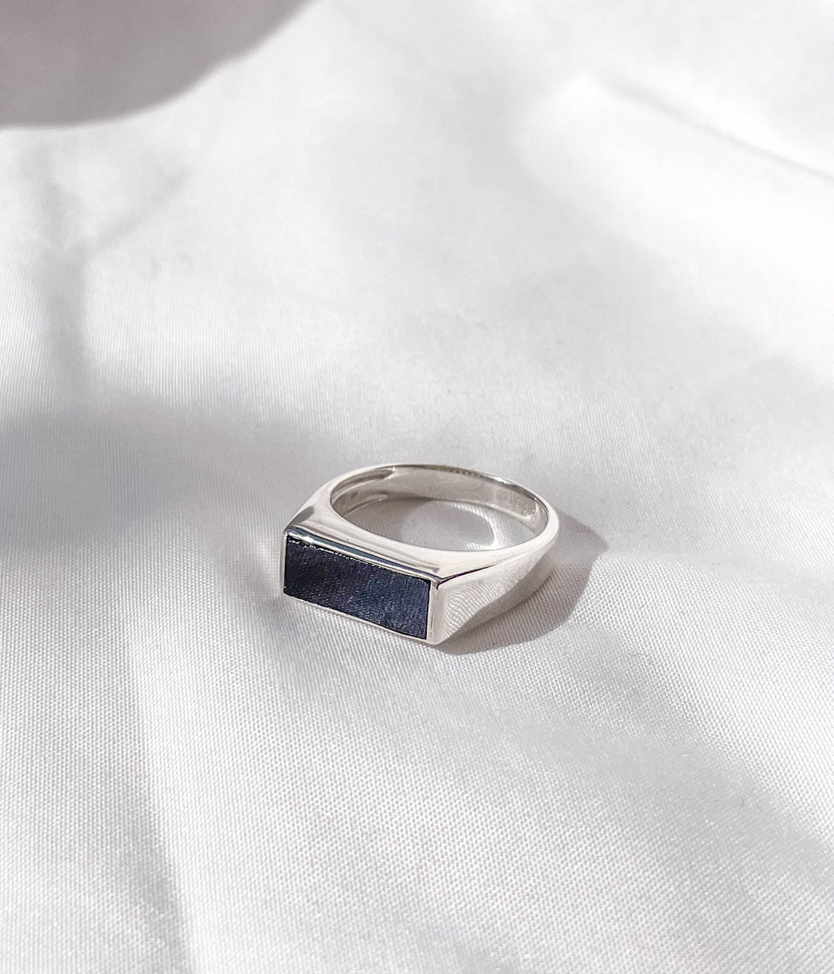 Black Tourmaline Men's Sterling Silver Ring