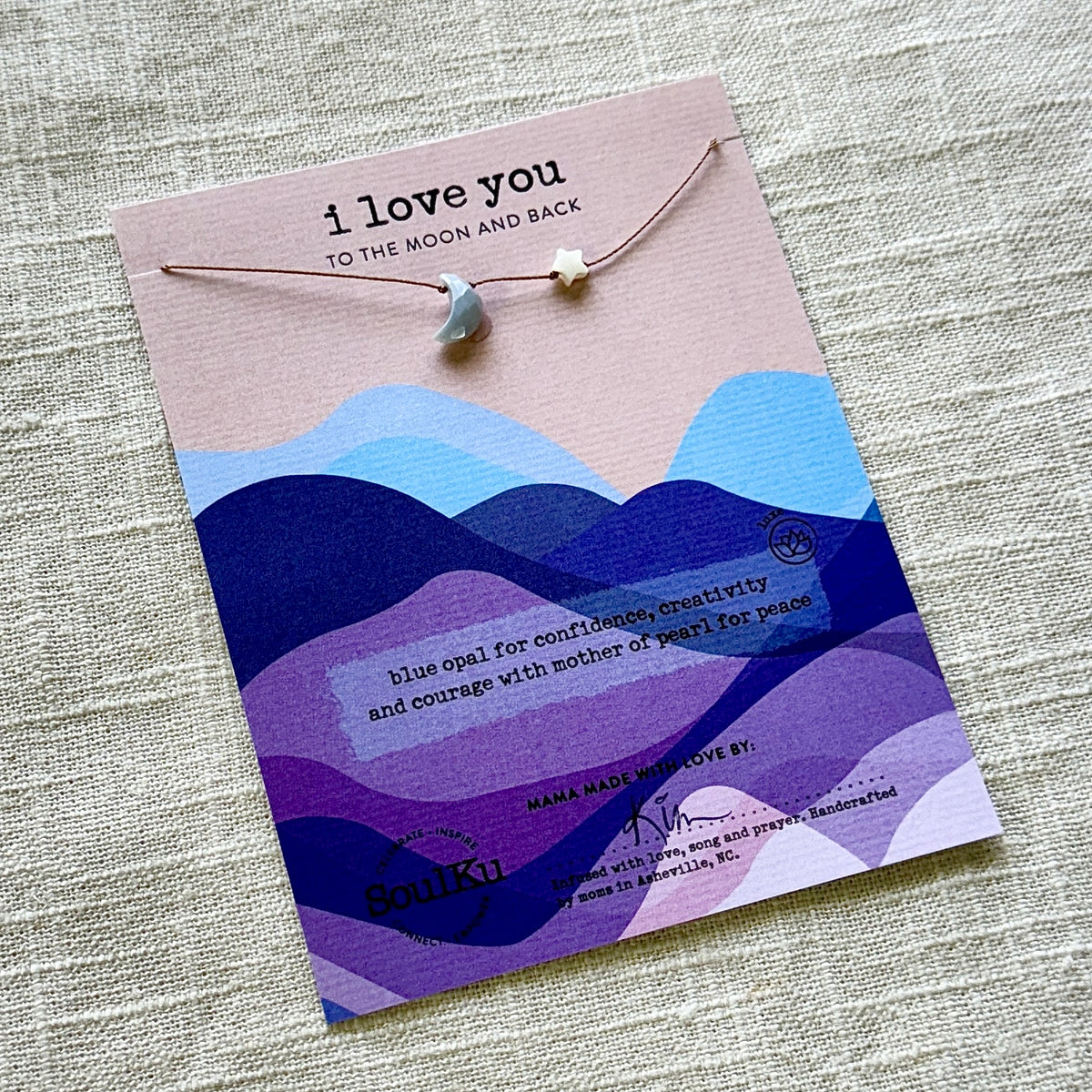 I Love You to the Moon and Back Blue Opal Necklace