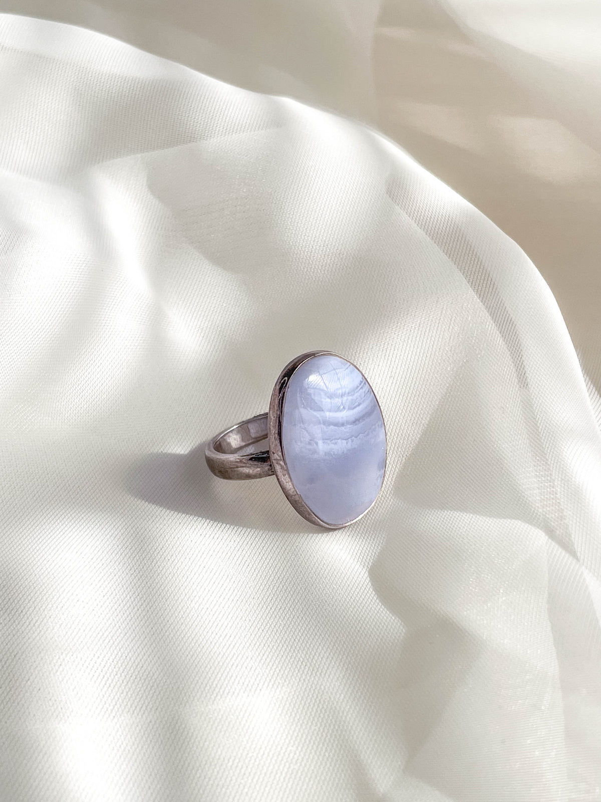 Blue Lace Agate Adjustable Ring