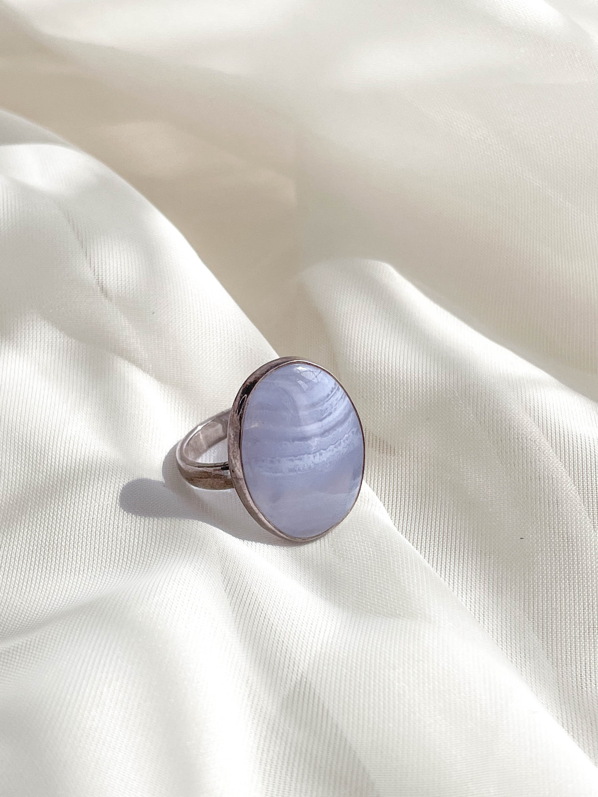 Blue Lace Agate Adjustable Ring