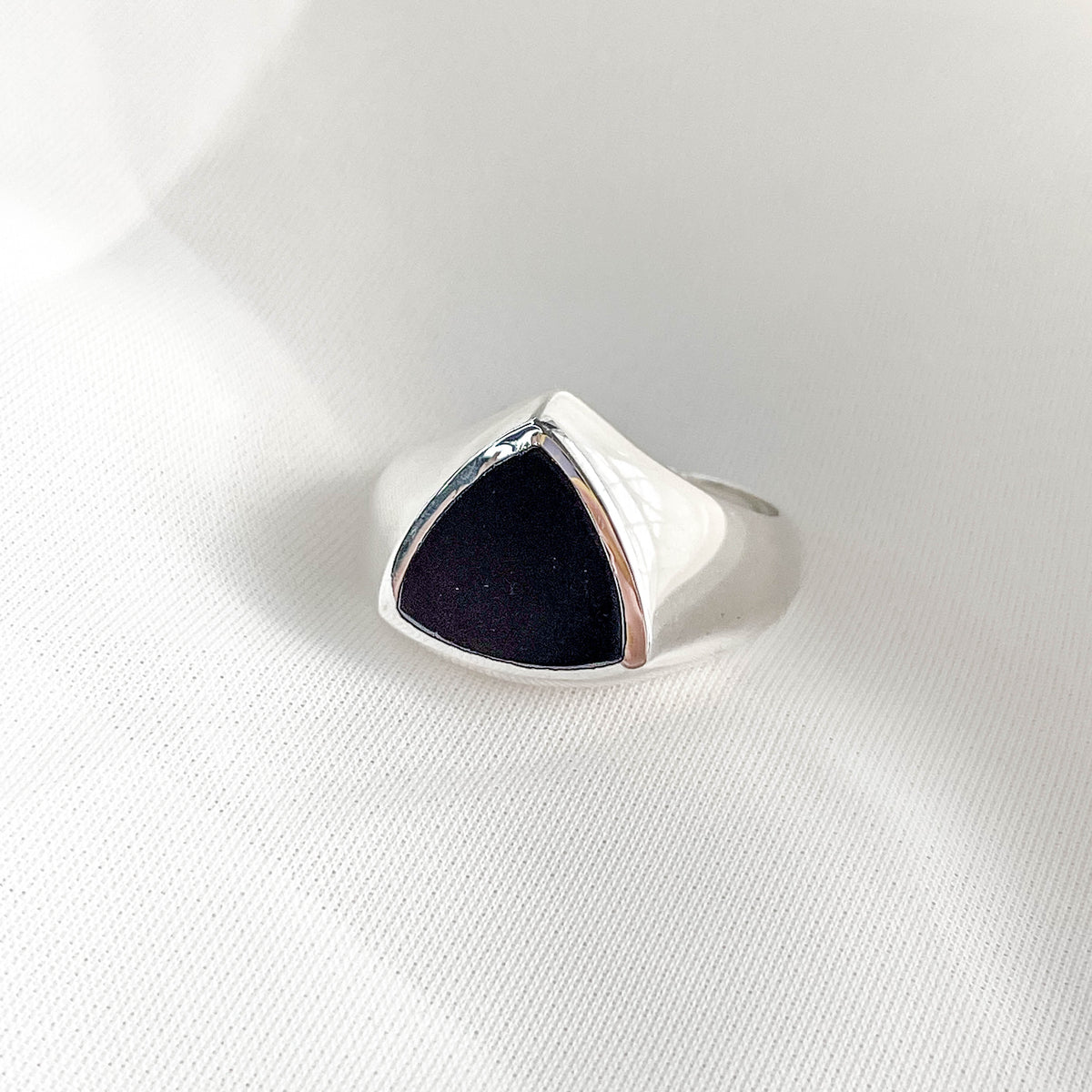 Black Tourmaline Men's Sterling Silver Ring