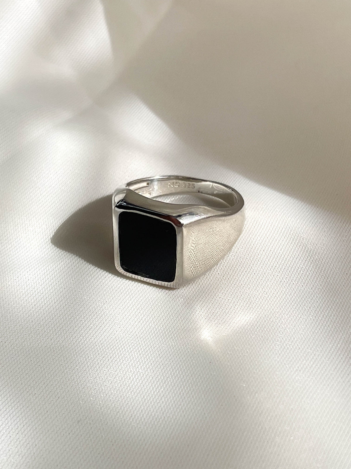 Black Tourmaline Men's Sterling Silver Ring