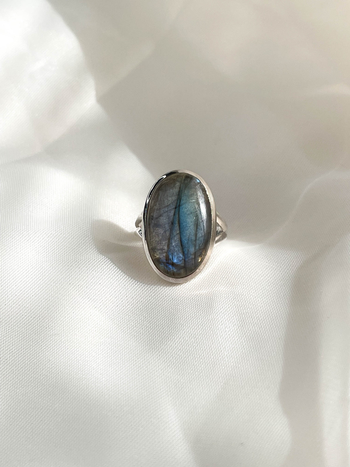 Labradorite Polished SS Ring