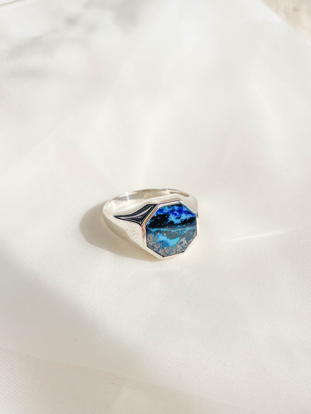 Shattuckite Men's Sterling Silver Ring