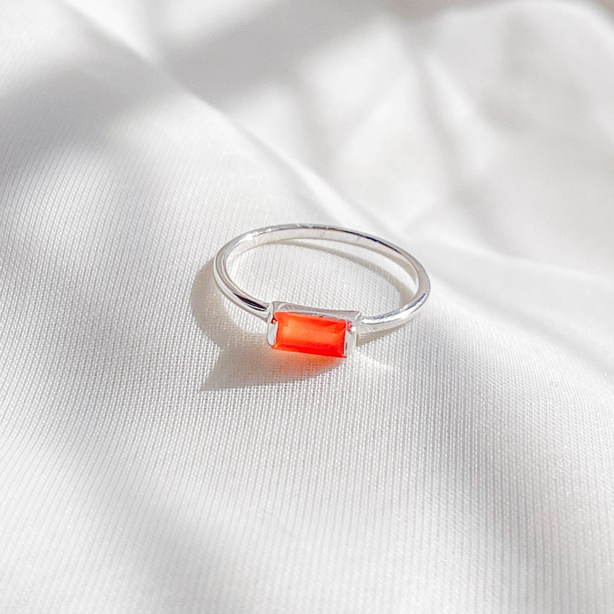 Carnelian Baguette Stackable Ring