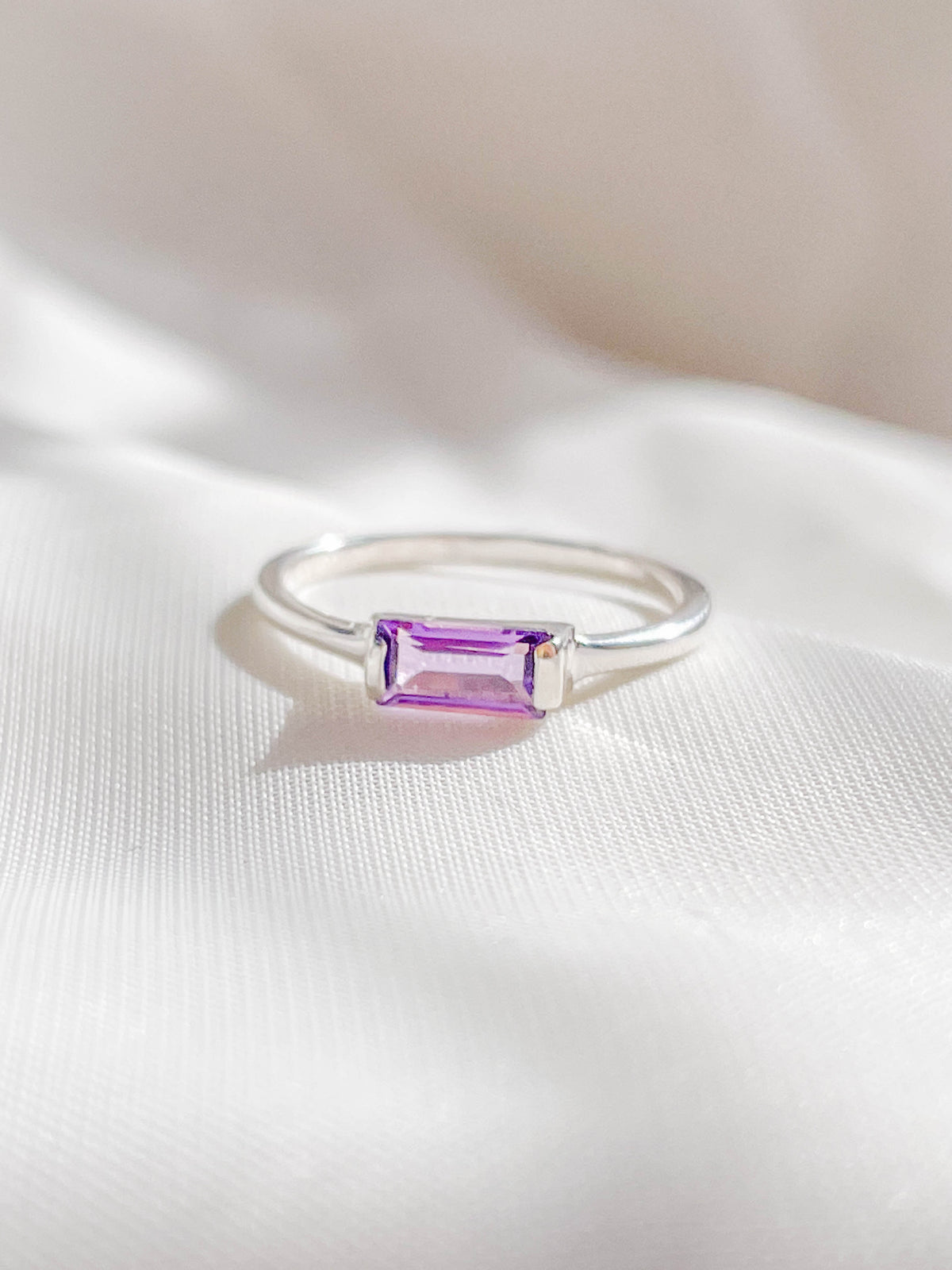 Amethyst Baguette Stackable Ring