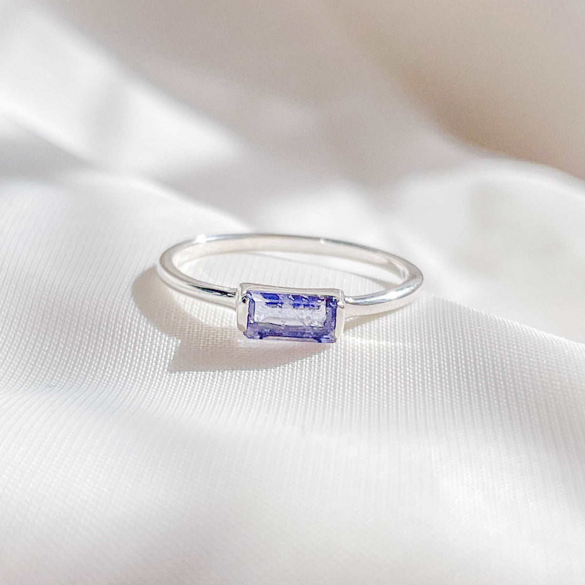Iolite Baguette Stackable Ring