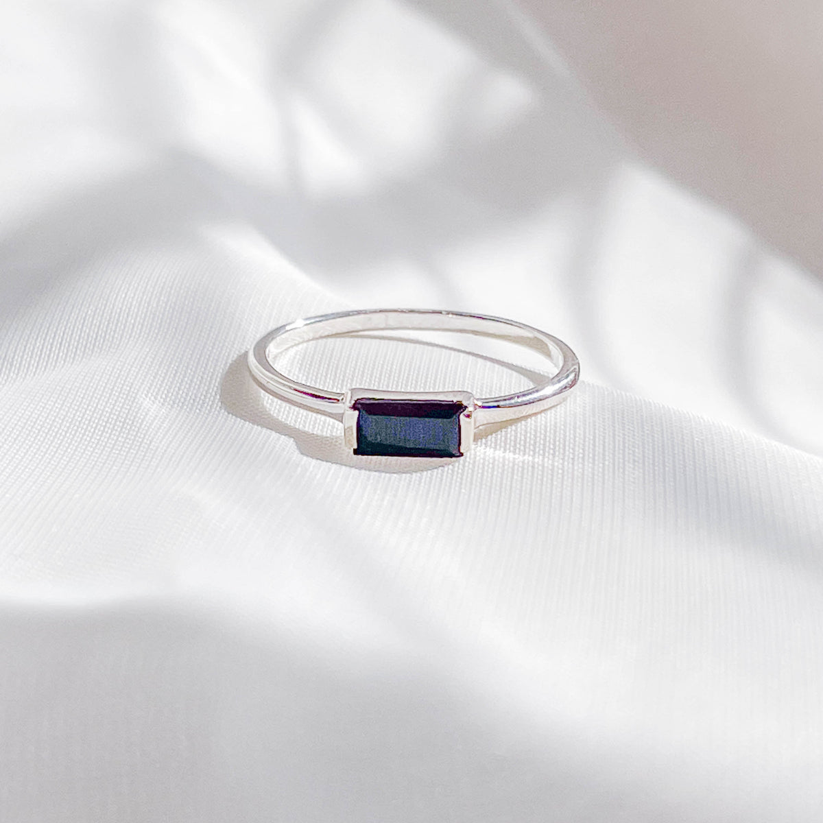 Onyx Baguette Stackable Ring