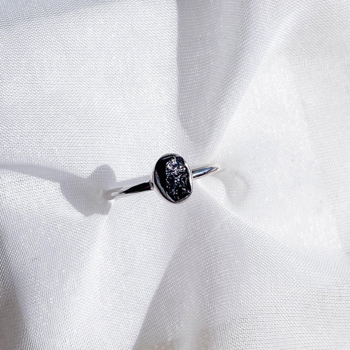 Black Tourmaline Stackable Rough Crystal Ring