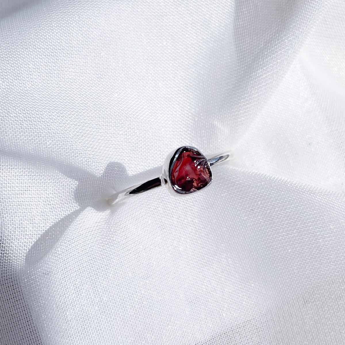 Garnet Rough Stackable Crystal Ring