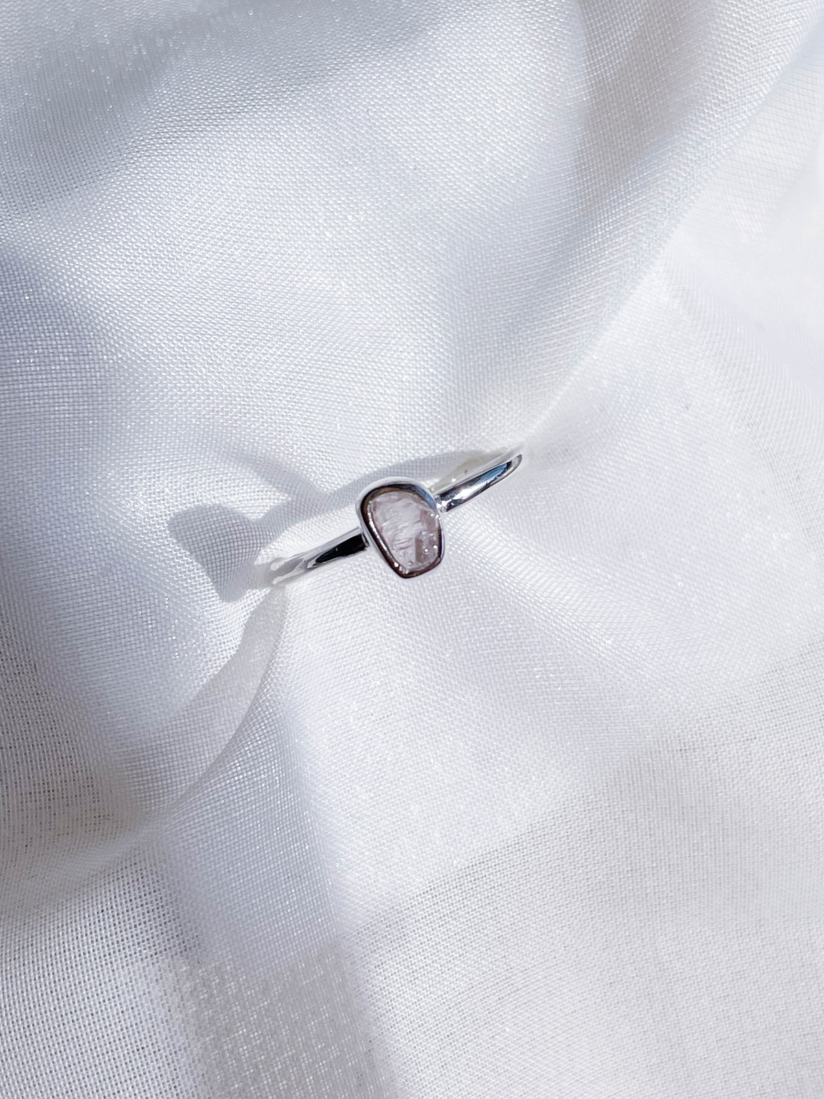 Morganite Rough Crystal Stackable Ring