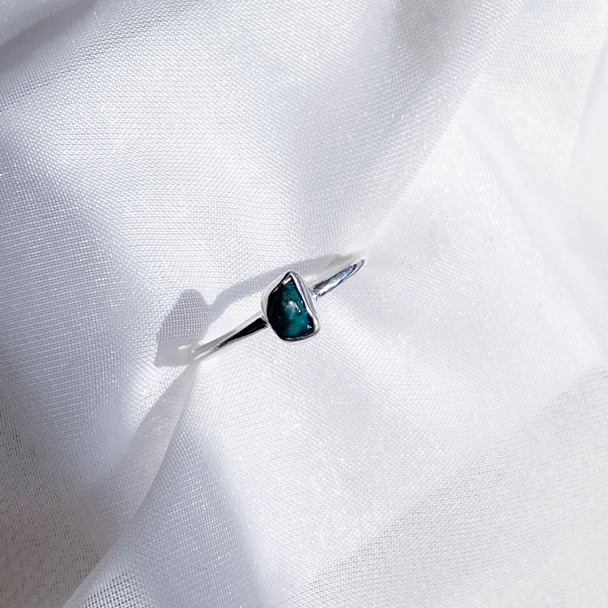 Chrysocolla Rough Crystal Stackable Ring