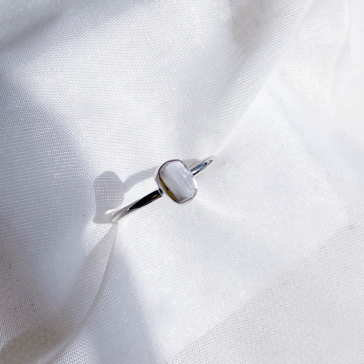 Selenite Stackable Rough Crystal Ring