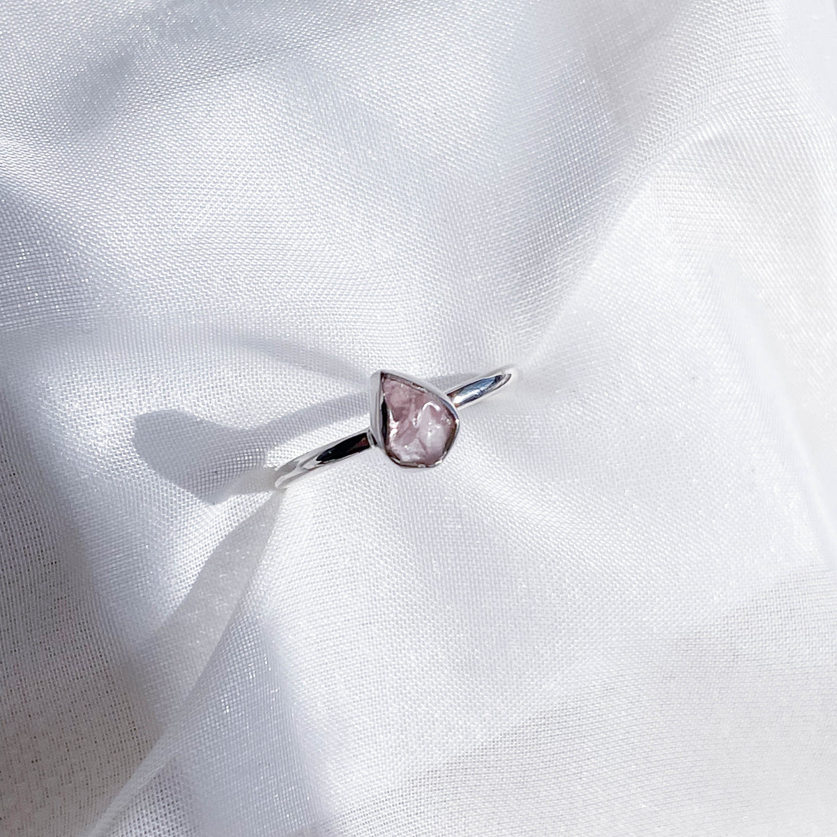 Rose Quartz Stackable Rough Crystal Ring