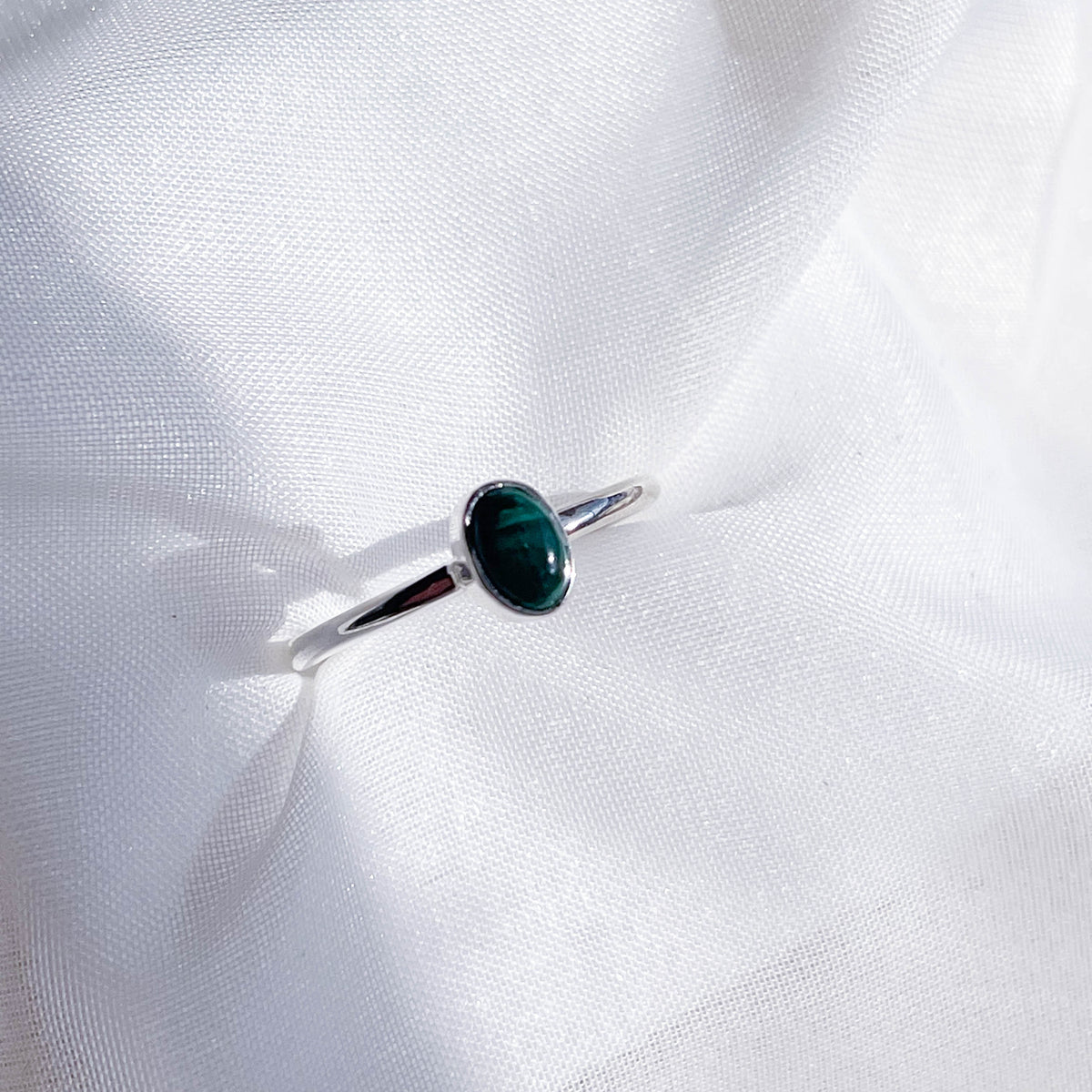 Malachite Polished Stackable Crystal Ring