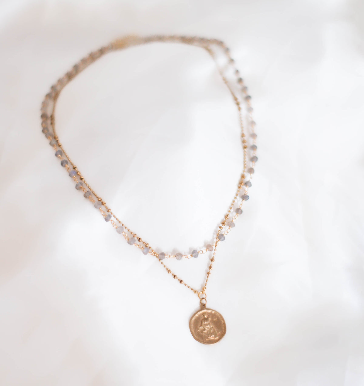 Zodiac: Amulet Talisman with Labradorite Double Chain