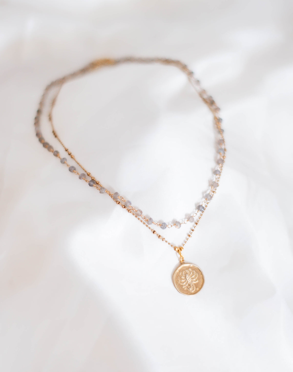 Zodiac: Amulet Talisman with Labradorite Double Chain