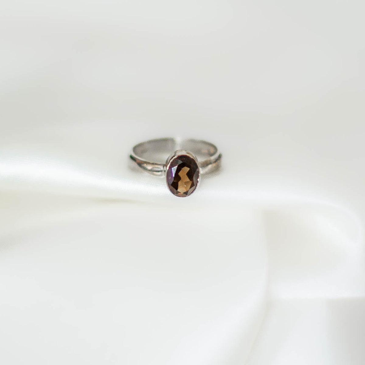 Smoky Quartz Faceted Ring