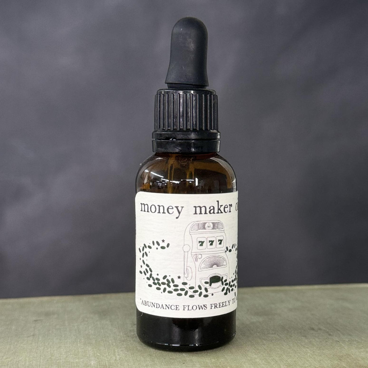 Invite prosperity in with our hand crafted Fast Luck Oil. Bring Money Maker on the go with a 10ml Roll On, or use the 1oz Dropper Bottle in baths, spell jars, or as a dressing for candles! Honeysuckle, cedarwood, and cinnamon leaf essential oils with a grapeseed oil base. 1oz Dropper Bottle is infused with pyrite.