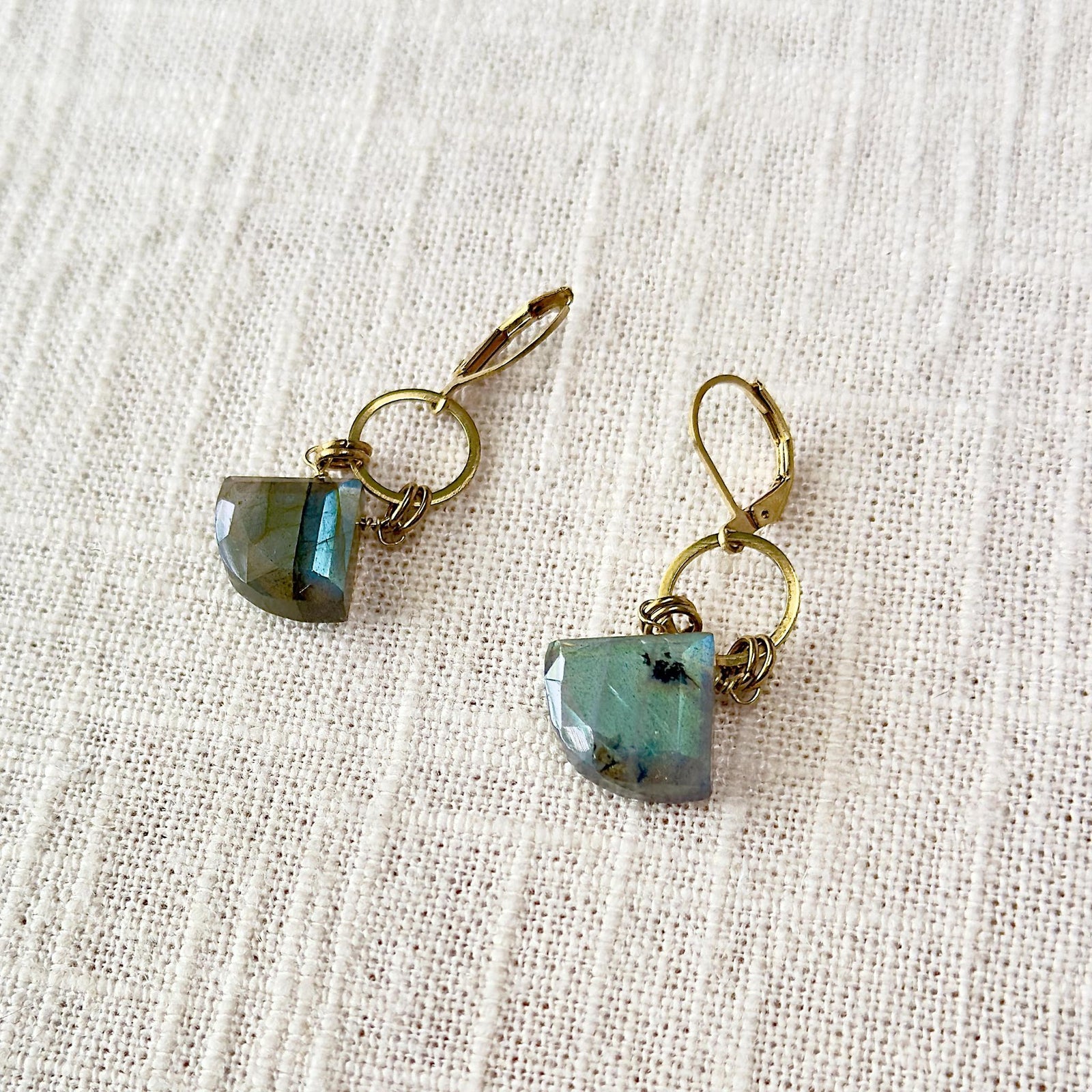 Labradorite Diamond Earring