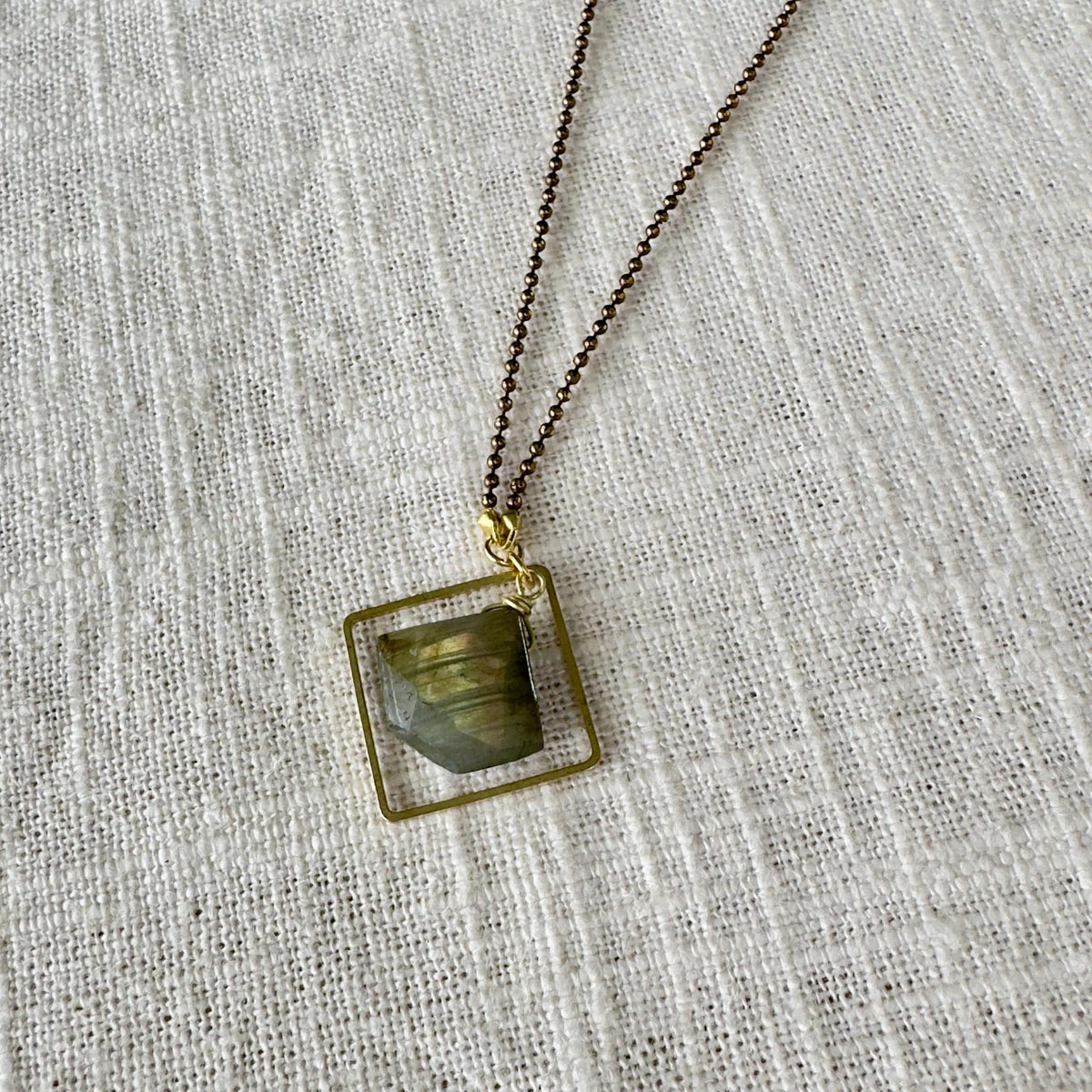 Labradorite Framed Diamond Necklace