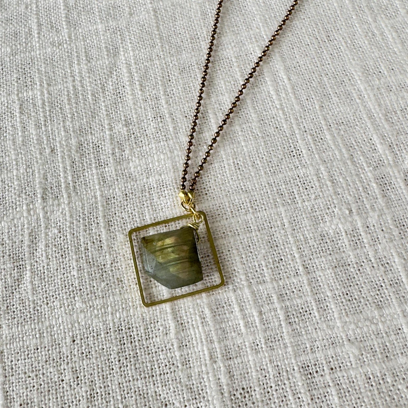 Labradorite Framed Diamond Necklace