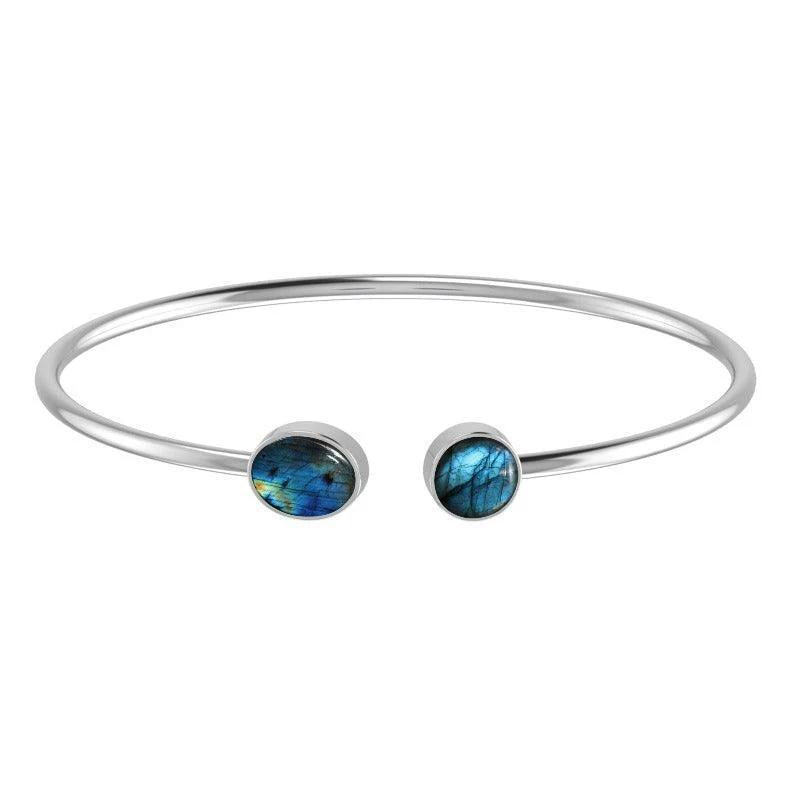 Labradorite Sterling Silver Crystal Cuff Bracelet