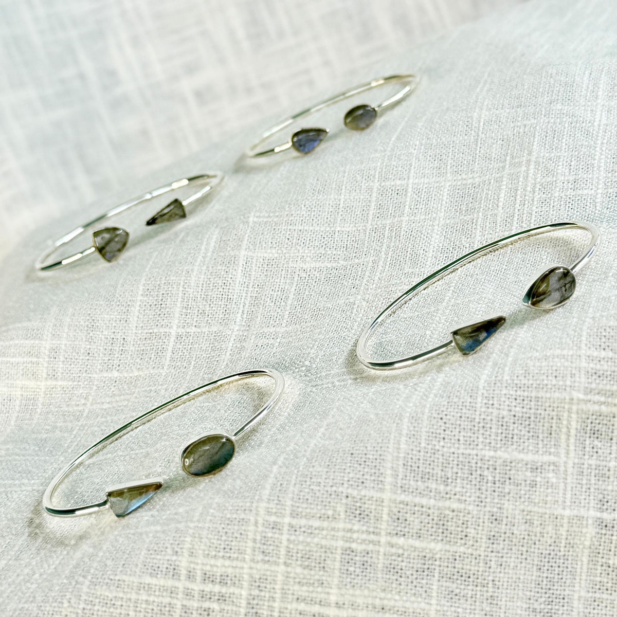 Labradorite Sterling Silver Crystal Cuff Bracelet