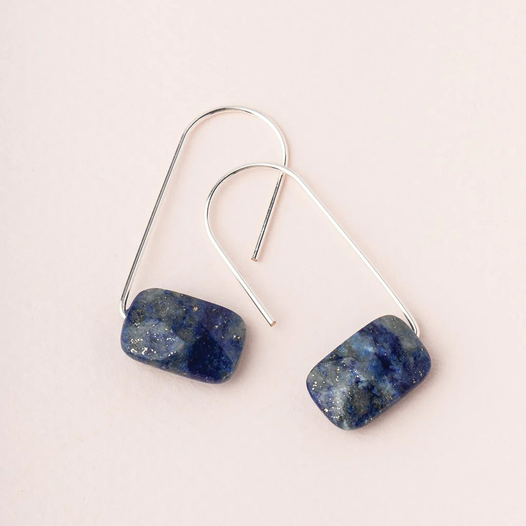 Lapis Floating Stone Silver Earring