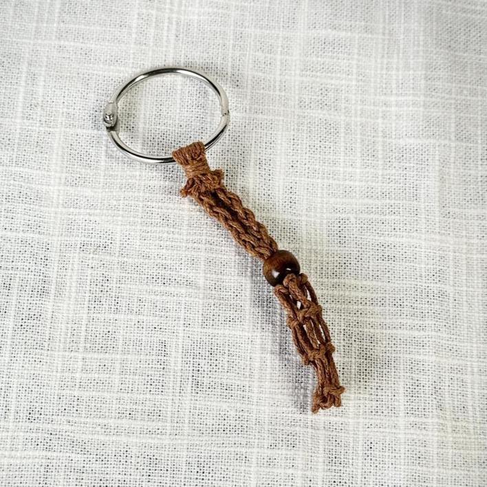 Macrame Cage Keychain brown