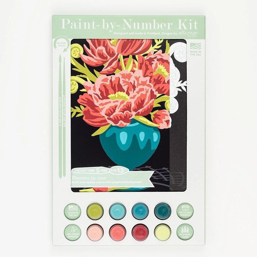 Mini Paint-By-Number Kit peonies in vase