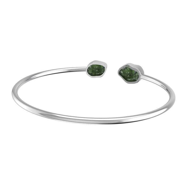 Moldavite Sterling Silver Crystal Cuff Bracelet