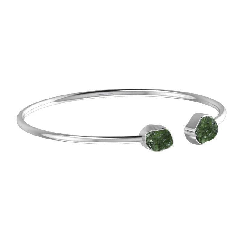 Moldavite Sterling Silver Crystal Cuff Bracelet