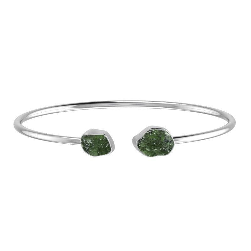 Moldavite Sterling Silver Crystal Cuff Bracelet