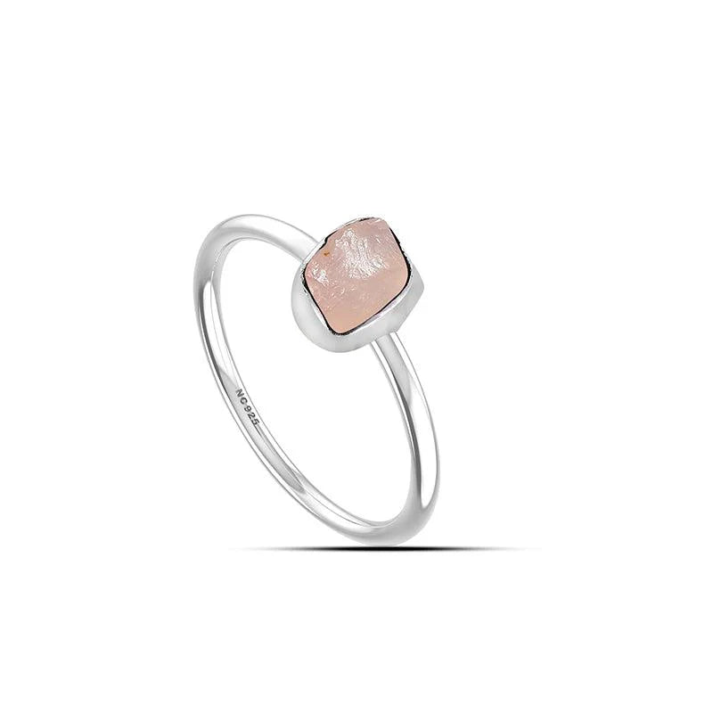 Morganite Rough Crystal Stackable Ring