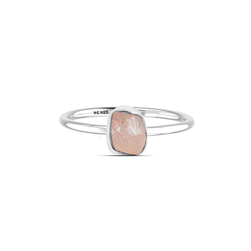 Morganite Rough Crystal Stackable Ring