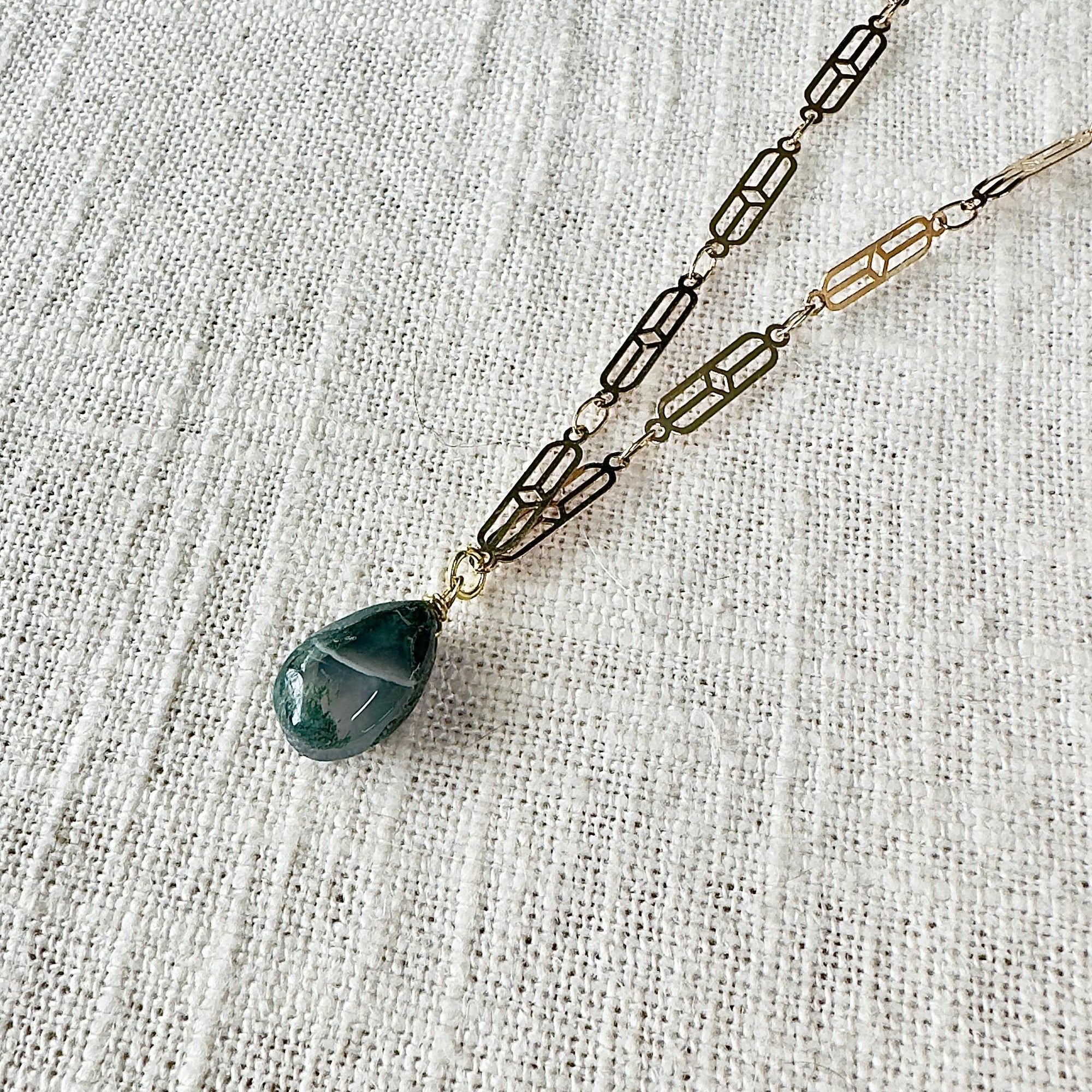 Moss Agate Chain Necklace