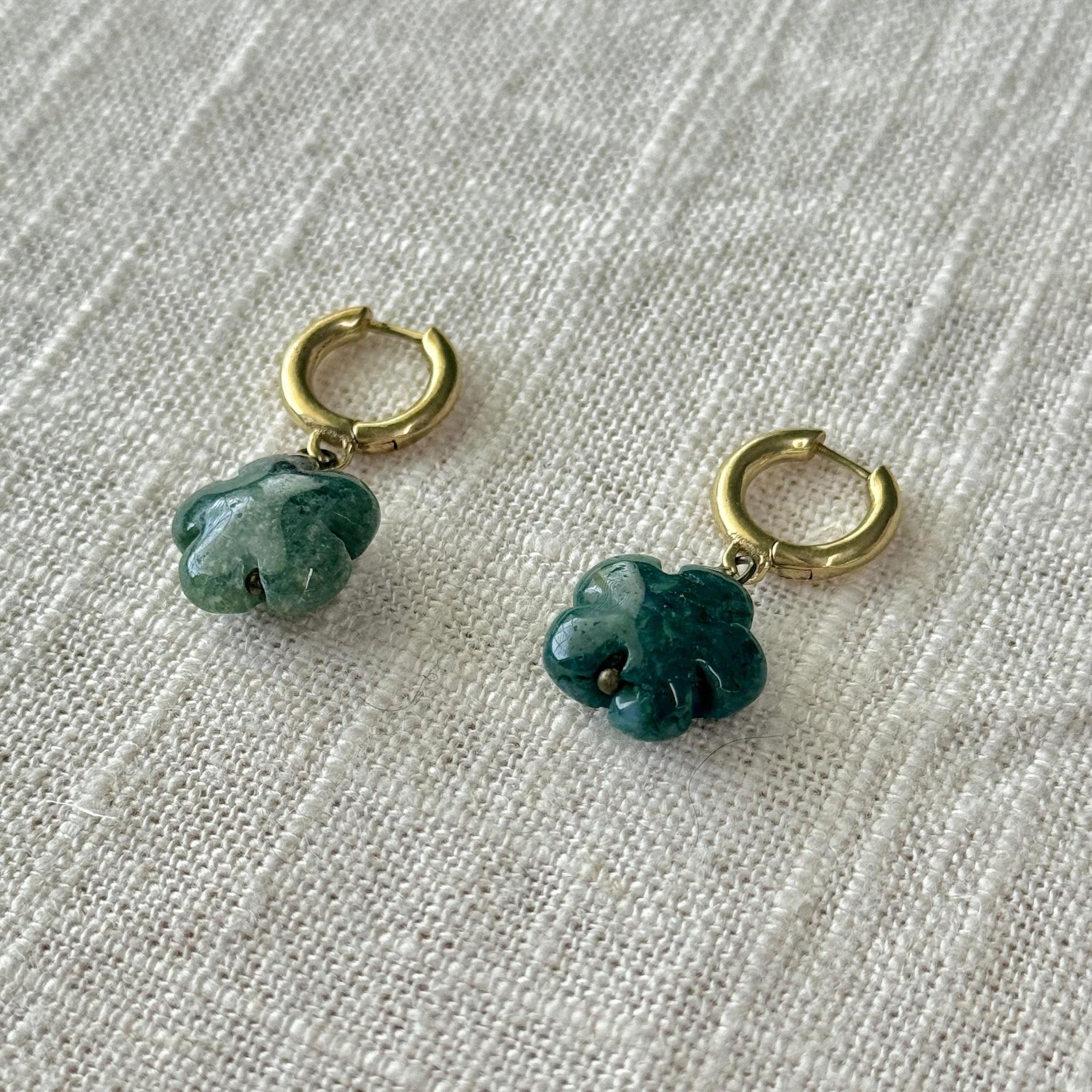 Moss Agate Flower Earring