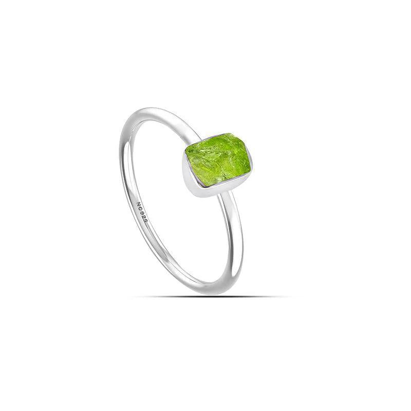 Peridot Stackable Rough Crystal Ring