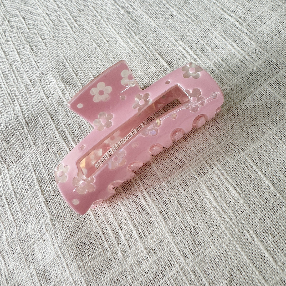 Pink Flower Claw Clip