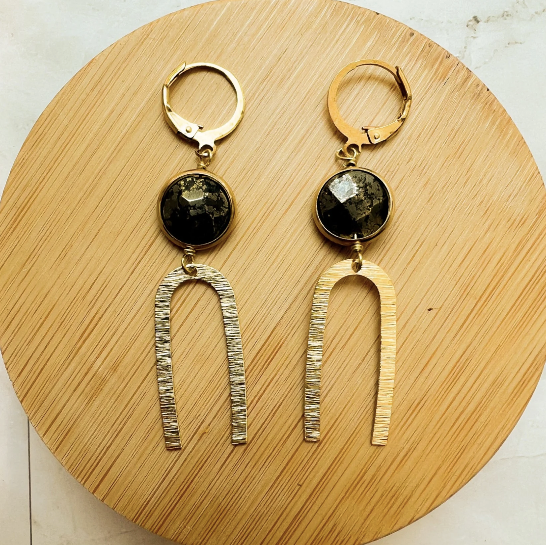 Pyrite Arch Earring