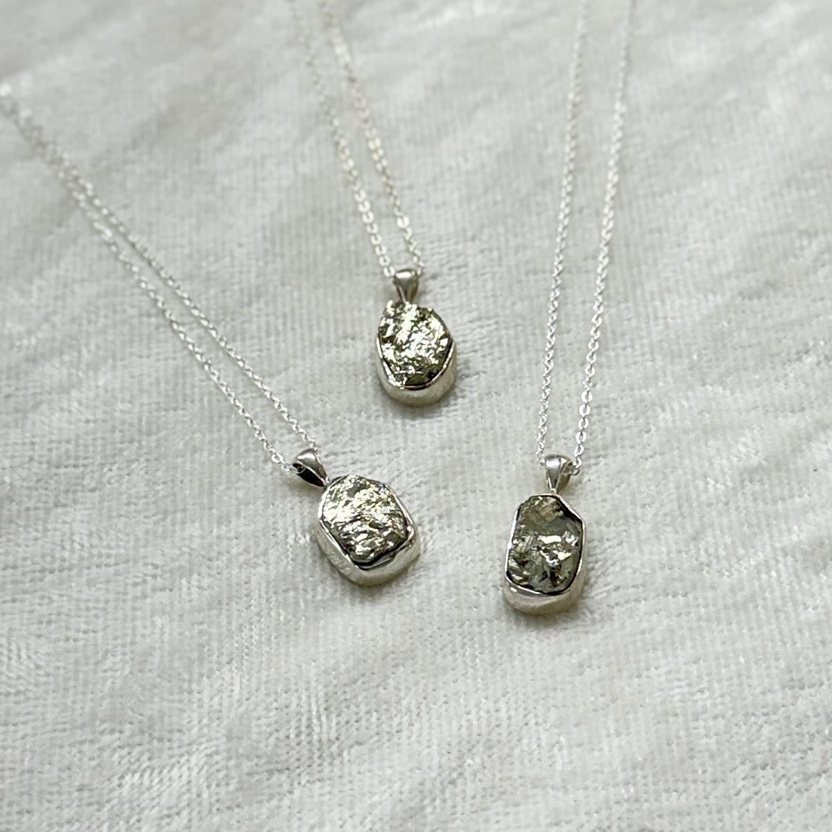 Pyrite Rough Sterling Silver Crystal Necklace