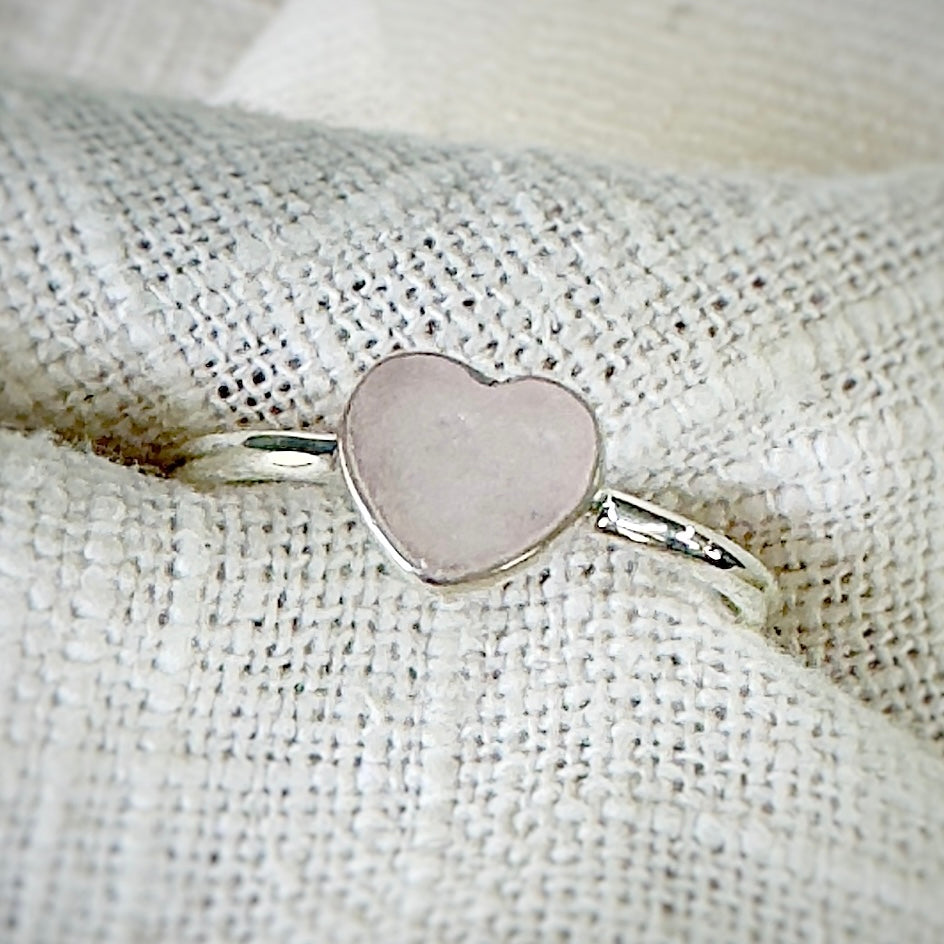 Rose Quartz Heart Stackable Ring