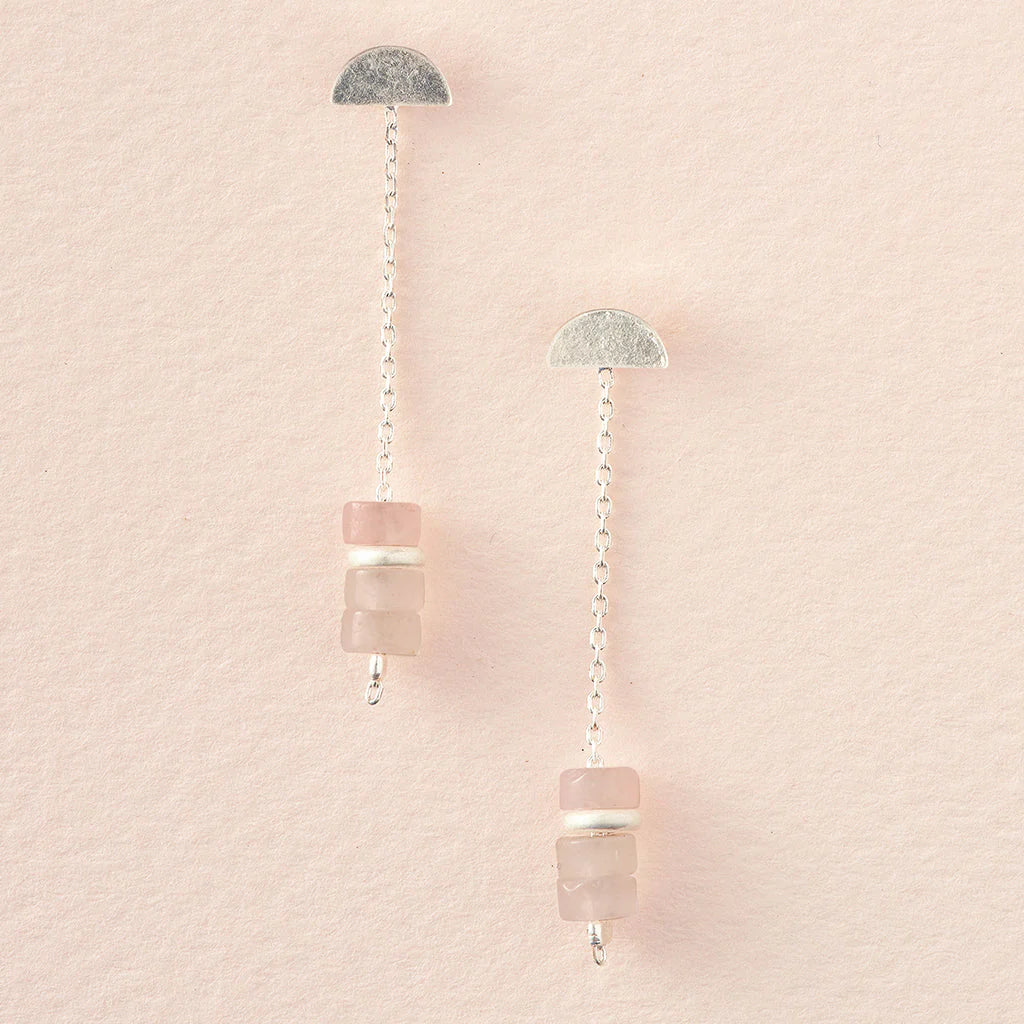 Rose Quartz Silver Meteor Earring