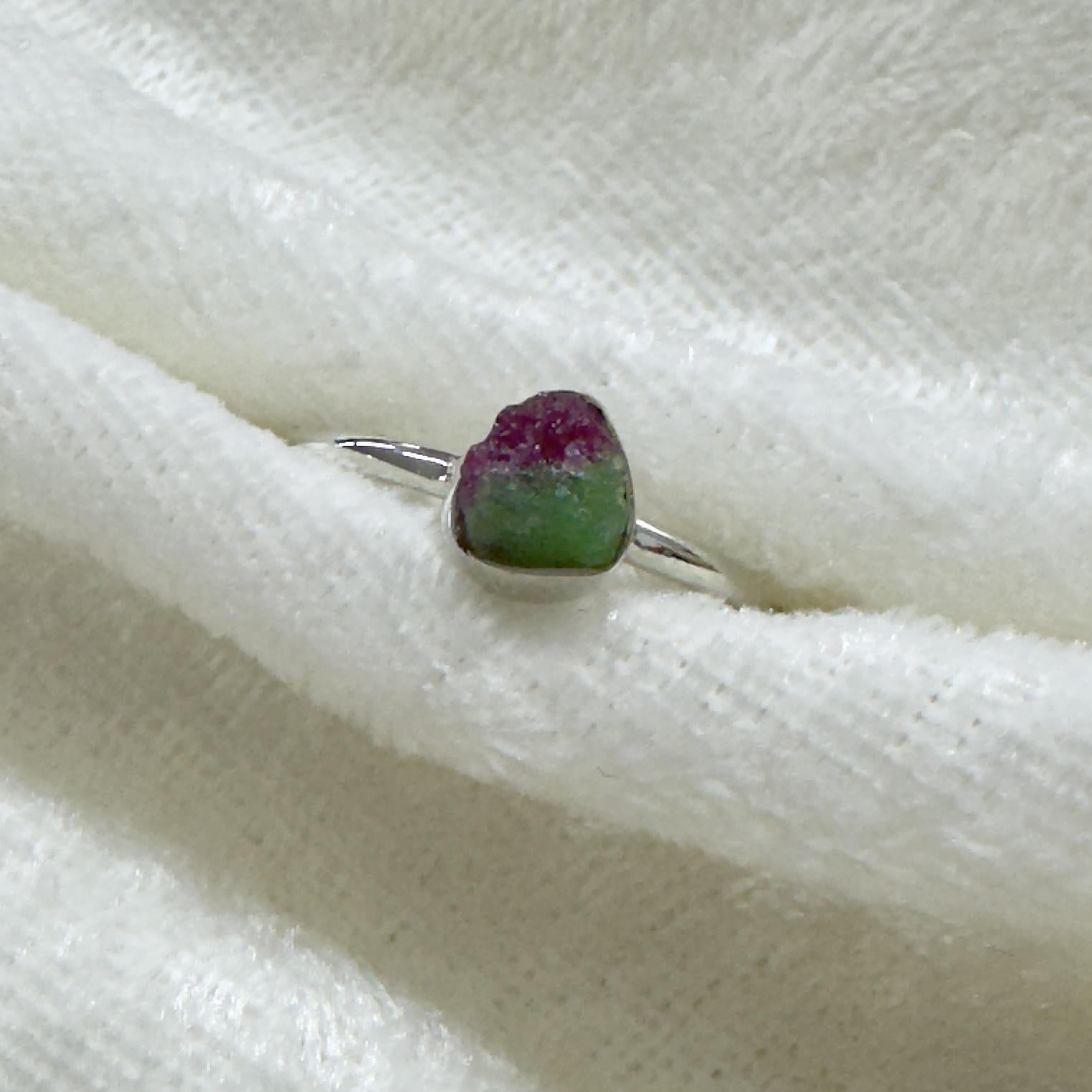 Ruby Zoisite Rough Crystal Stackable Ring