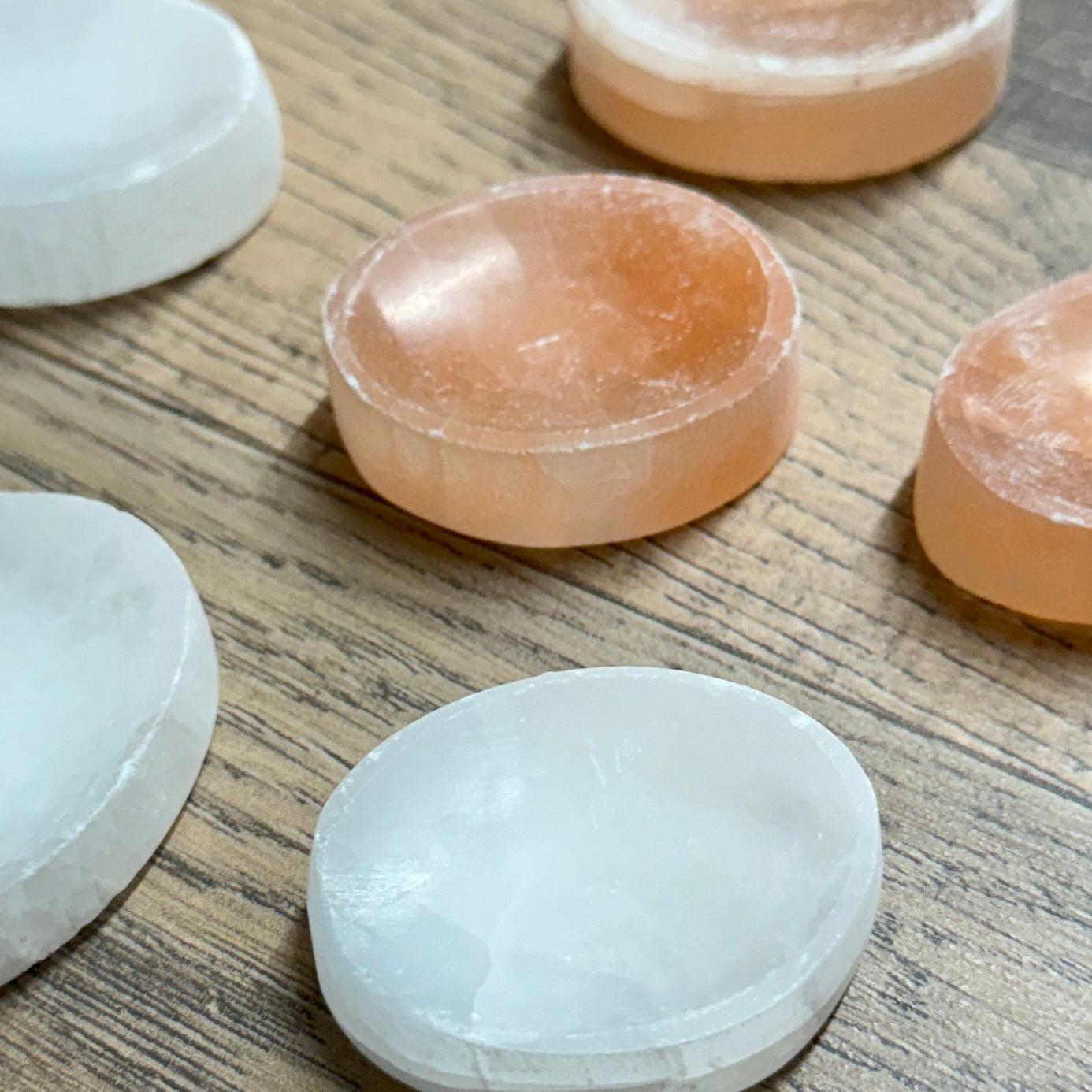 Selenite Calming Stone white orange