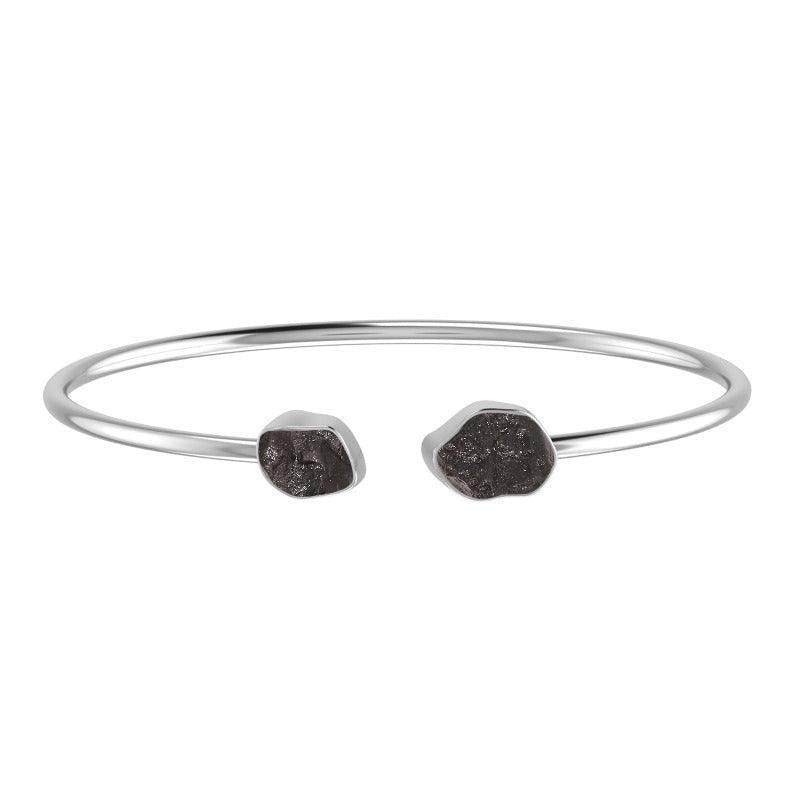 Shungite Sterling Silver Crystal Cuff Bracelet