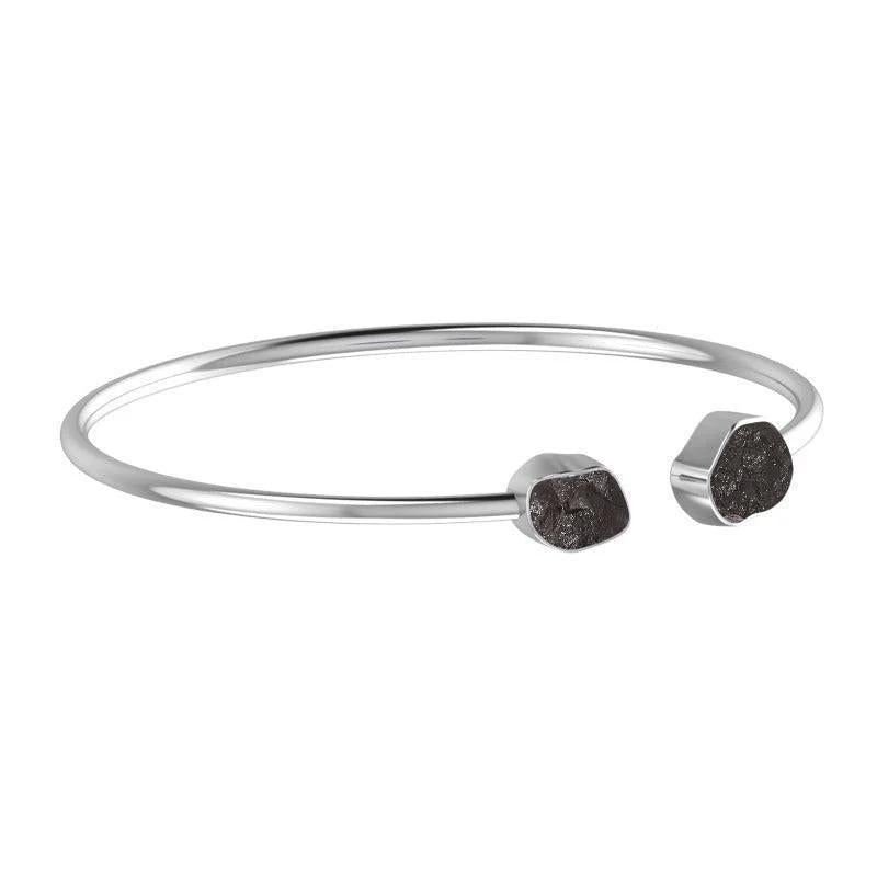 Shungite Sterling Silver Crystal Cuff Bracelet